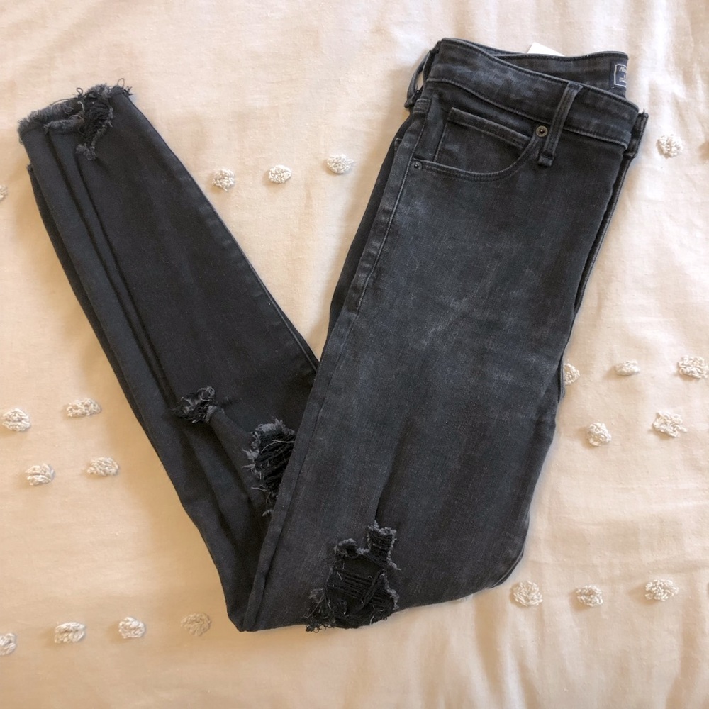 A&F distressed black jeans